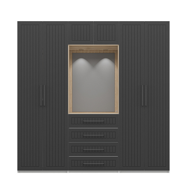 Шкаф ОТИС (Графит, МДФ, вертикальная фрезеровка)