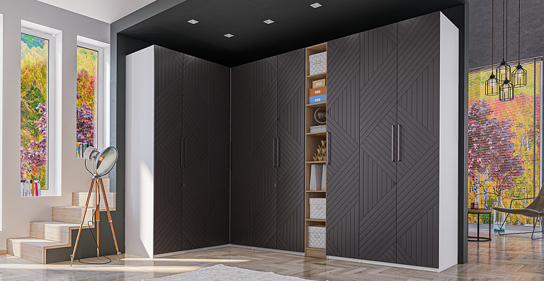 Шкаф ОТИС (Графит, МДФ, угловая фрезеровка)